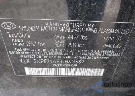 2018 Hyundai Sonata Se z USA, uszkodzony, nr VIN 5NPE24AF8JH613689